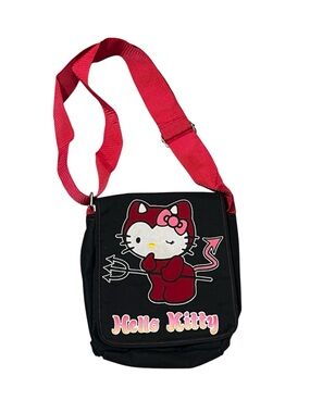 Vintage Hello Kitty Black & Red Devil Graphic Crossbody Bag